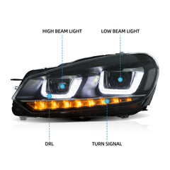 VLAND LED Headlights For VOLKSWAGEN Golf 6 MK6 2009-2014