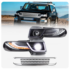 VLAND LED Headlights With Grille for Toyota FJ Cruiser 2006-2022 Land Rover Style