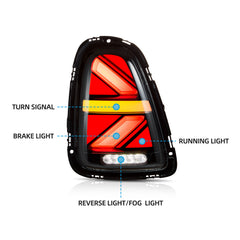VLAND LED Taillights For 2007-2013 Mini Cooper(Hatch) R56 R57 R58 R59 With Amber Sequential Turn Signal