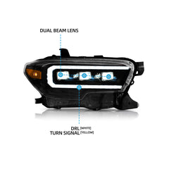 VLAND LED Matrix Projector Headlights For 2016-2023 Toyota Tacoma