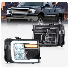VLAND LED Reflection Bowl Headlights For 2007-2013 GMC Sierra 1500 2500HD 3500HD
