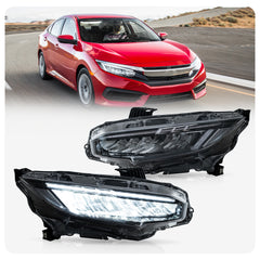 VLAND LED Reflection Bowl Headlights For Honda Civic 2016-2021