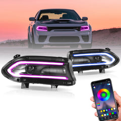 VLAND LED Headlights For 2015-2023 Dodge Charger RGB Style