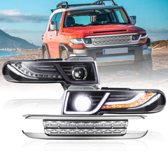 VLAND LED Headlights With Grille for Toyota FJ Cruiser 2006-2022 Land Rover Style