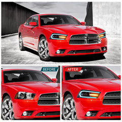 VLAND LED Headlights For Dodge Charger 2011-2014 RGB Style