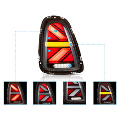 VLAND LED Taillights For 2007-2013 Mini Cooper(Hatch) R56 R57 R58 R59 With Amber Sequential Turn Signal