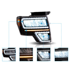 VLAND LED Reflection Bowl Headlights For 2009-2014 Ford F150