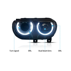 VLAND LED Halo Headlight And Taillight Kit For Dodge Challenger 2008-2014