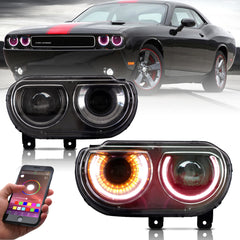 VLAND LED Headlights RGB Style for Dodge Challenger 2008-2014