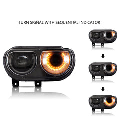 VLAND LED Headlights RGB Style for Dodge Challenger 2008-2014