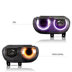 VLAND LED Headlights RGB Style for Dodge Challenger 2008-2014