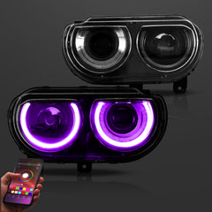 VLAND LED Halo Headlight(RGB) And Taillight Kit For Dodge Challenger 2008-2014