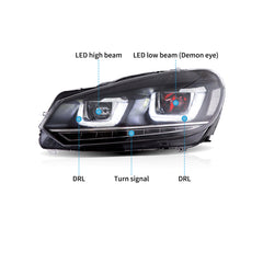 VLAND LED Headlights For VOLKSWAGEN Golf 6 MK6 2009-2014