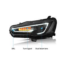 VLAND LED Headlights Audi Style For 2008-2017 Mitsubishi Lancer & EVO X