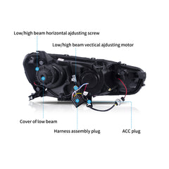 VLAND LED Headlights Audi Style For 2008-2017 Mitsubishi Lancer & EVO X