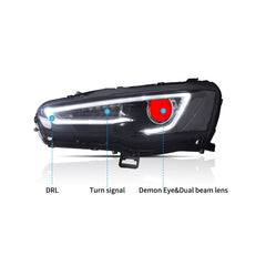 VLAND LED Headlights Audi Style For 2008-2017 Mitsubishi Lancer & EVO X