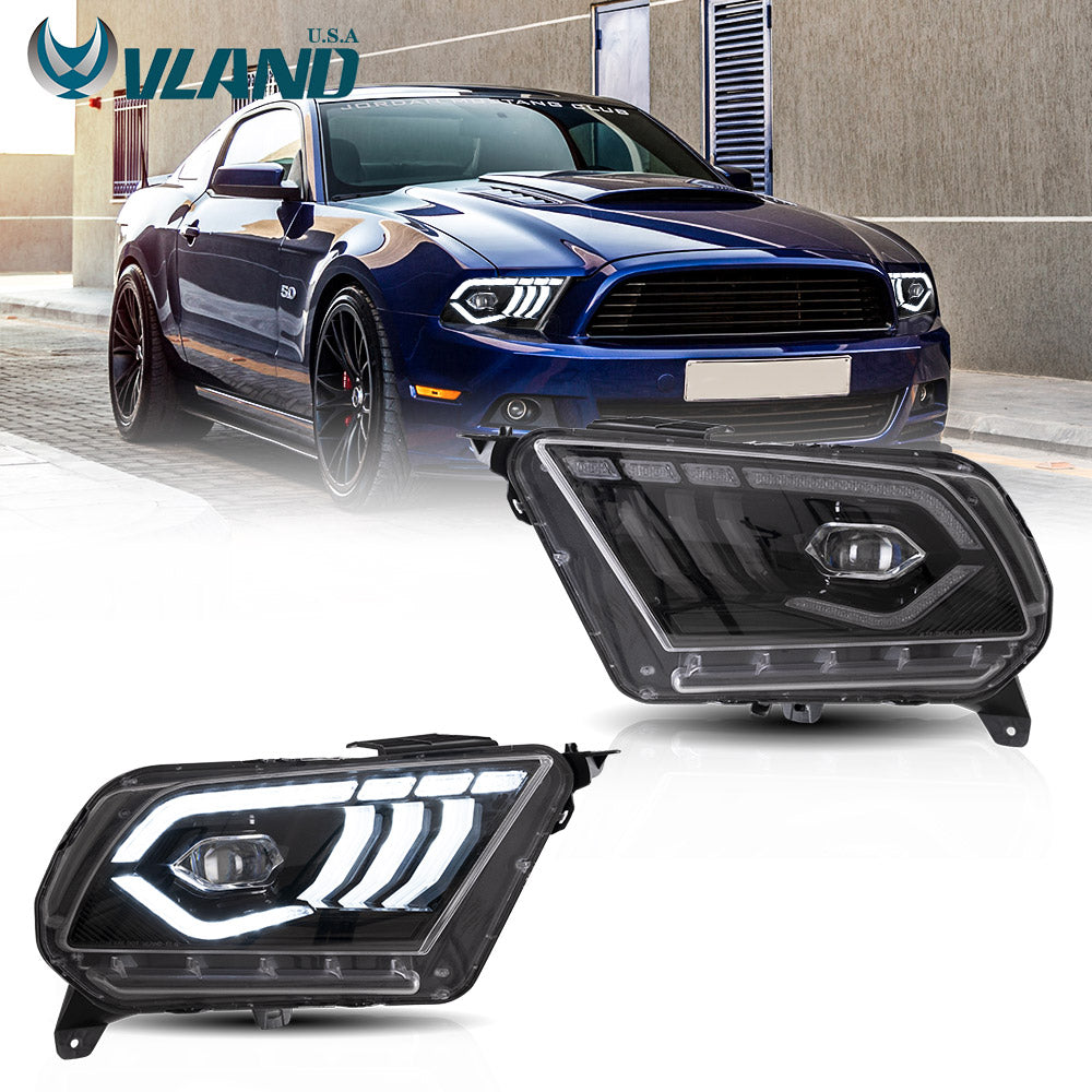 VLAND LED Headlights For [ 2010-2014 Ford Mustang ] W/Welcome