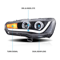 VLAND LED Headlights For Mitsubishi Lancer / EVO X 2008-2017
