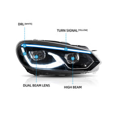 VLAND LED Headlights For 2009-2014 Volkswagen Golf 6 MK6(Europe is 2008-2012)