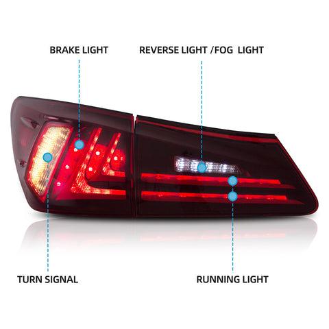 VLAND LED Tail Lights for 2006-2013 Lexus IS250 IS350 ISF IS200d IS220d(XE20)