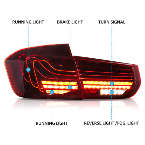 VLAND LED Taillights For 2012-2019 BMW 3 Series F30 M3 F80 Laser DRL