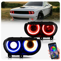 VLAND LED Headlights RGB Style for Dodge Challenger 2008-2014