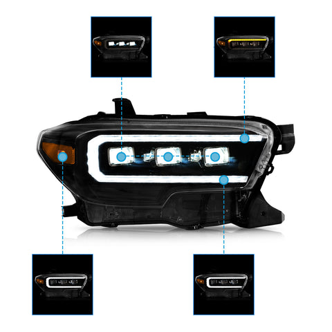 VLAND LED Matrix Projector Headlights For 2016-2023 Toyota Tacoma