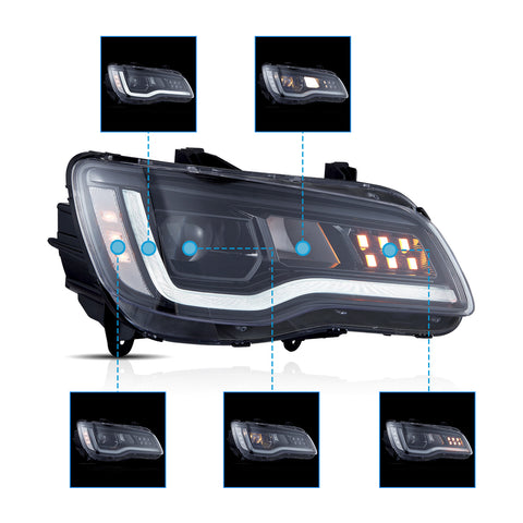VLAND LED Projector Headlights For Chrysler 300 2011–2023