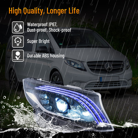 VLAND LED Headlights For 2016-2023 Mercedes Benz V-Class Metris /Vito W447