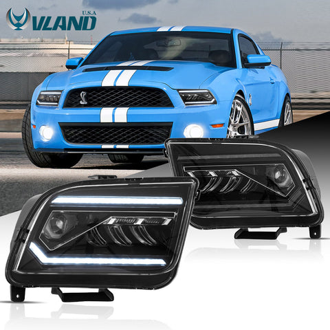 VLAND LED Dual Beam Headlights For Ford Mustang 2005-2009 With Reflector