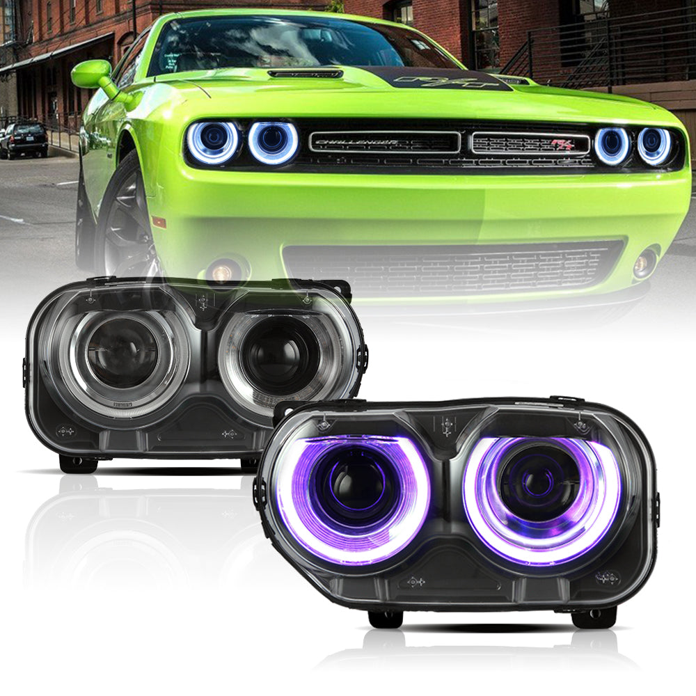 VLAND RGB DRL LED Headlights For Dodge Challenger 2015-2024