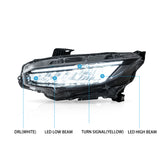 VLAND LED Reflection Bowl  Headlights For Honda Civic 2016-2021