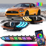 VLAND LED Headlights for Ford Mustang 2018-2023 RGB selectable