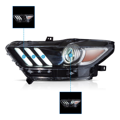 VLAND Headlights For 2015 2016 2017 Ford Mustang (S550)
