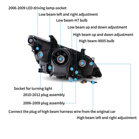 VLAND LED Headlights For 2010-2012 Lexus ES350