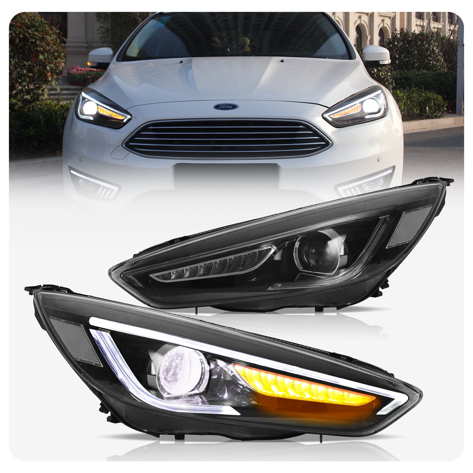 VLAND LED Headlights For 2015-2018 Ford Focus Sedan/Hatchback