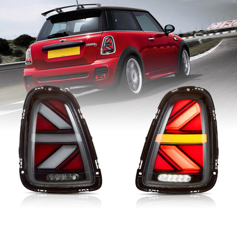 VLAND LED Taillights For 2007-2013 Mini Cooper(Hatch) R56 R57 R58 R59 With Amber Sequential Turn Signal
