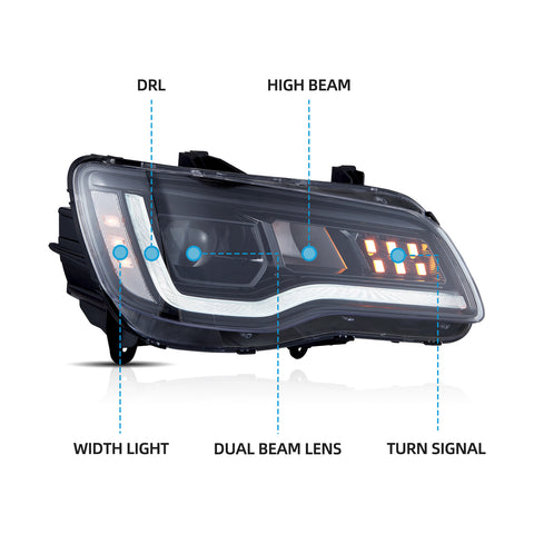 VLAND LED Projector Headlights For Chrysler 300 2011–2023