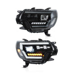 VLAND Full LED Headlights For 2012-2015 Toyota Tacoma Black with Start-up Animation