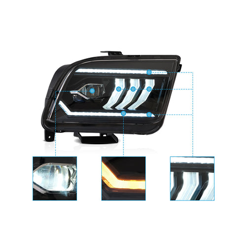 VLAND LED Headlights For 2005-2009 Ford Mustang 5th Gen