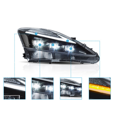 Vland Full LED Headlights For 2006-2013 Lexus IS250, IS350, ISF