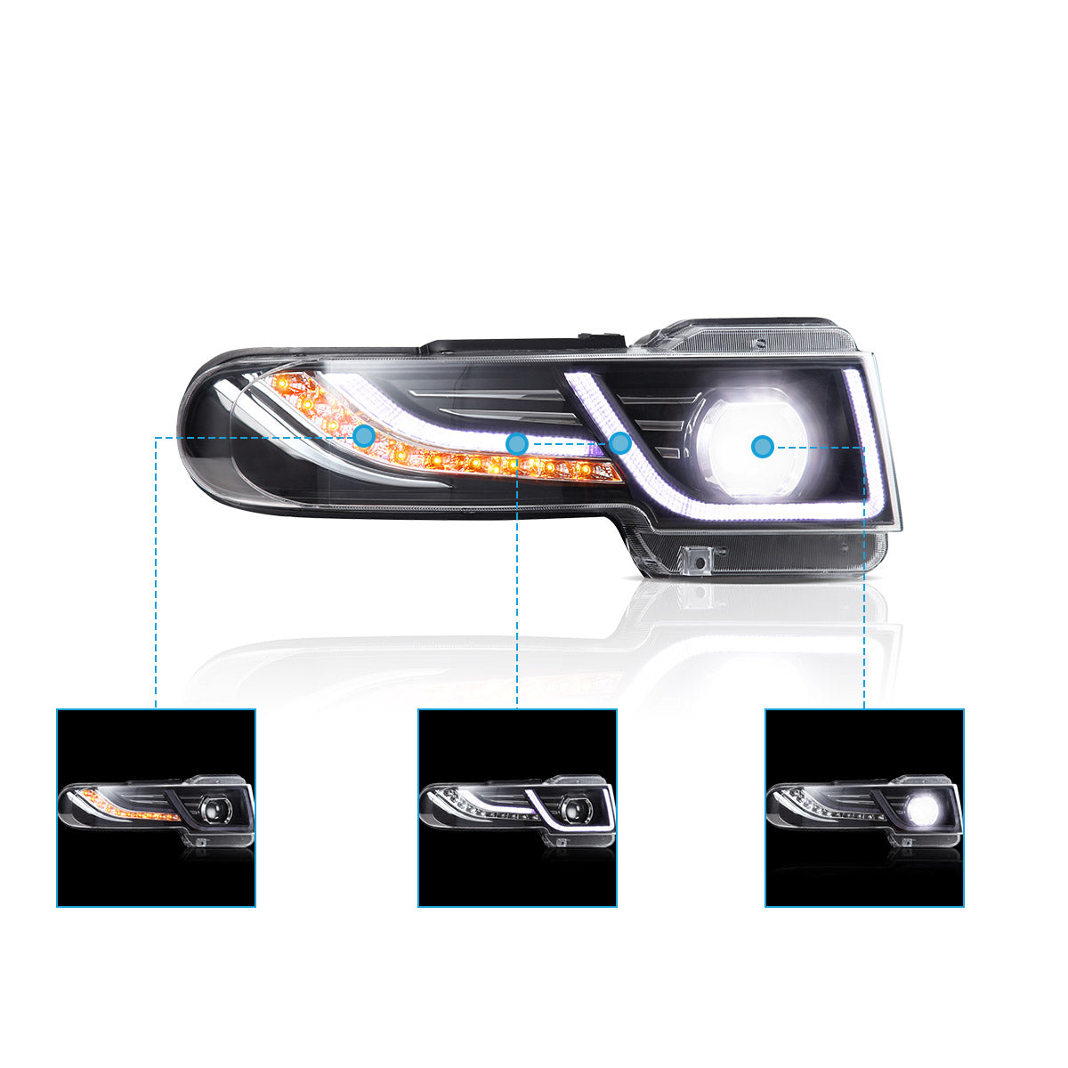 VLAND LED Headlights With Grille for Toyota FJ Cruiser 2006-2022 Land Rover Style