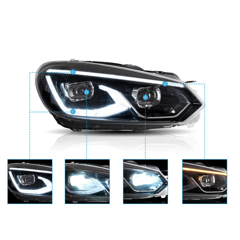 VLAND LED Headlights For 2009-2014 Volkswagen Golf 6 MK6(Europe is 2008-2012)