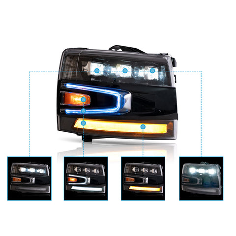 VLAND LED Headlights For Chevrolet Silverado 1500 2500HD 3500HD 2007-2013