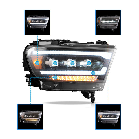 VLAND LED Headlights For Dodge RAM 1500 2019-2024