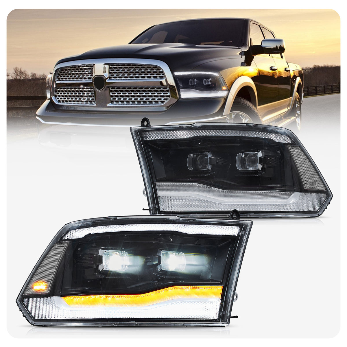 VLAND LED Headlights For Dodge RAM 1500 2500 3500 2009-2018