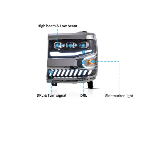 VLAND LED Headlights For 2016-2018 Chevrolet Silverado 1500