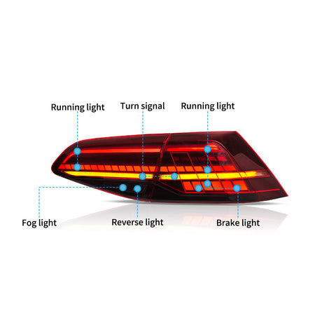 VLAND LED Tail Lights for Volkswagen Golf 7 MK7 2014-2020