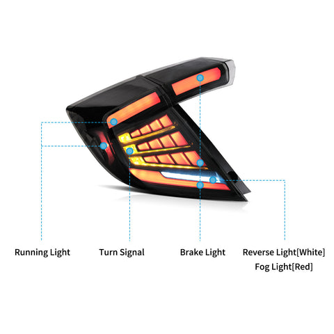 VLAND LED Taillights For 2016-2021 Honda Civic with start-up animation