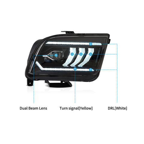 VLAND LED Headlights For 2005-2009 Ford Mustang 5th Gen